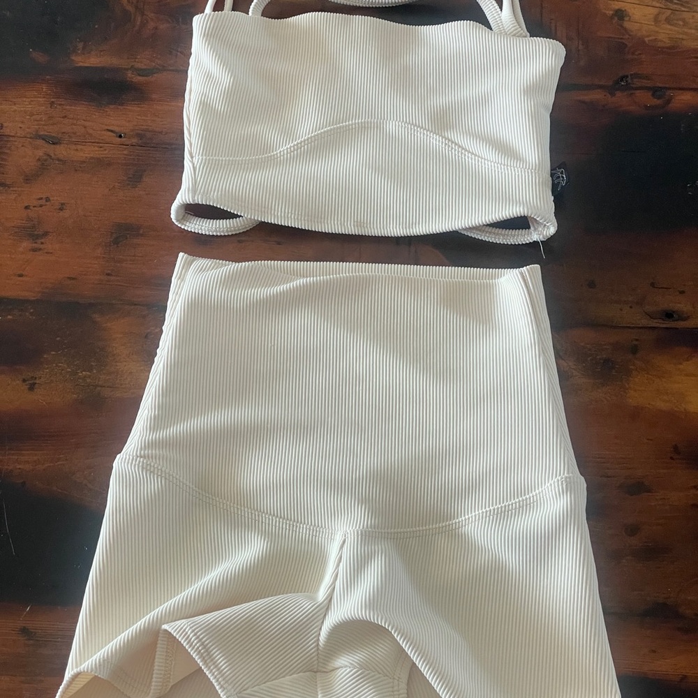 Tiger Friday White Ribbed Two-Piece Set